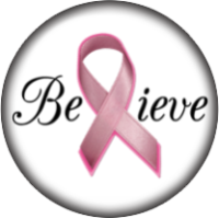 (image for) Snap Glass Jewelry - Pink Ribbon "Believe"