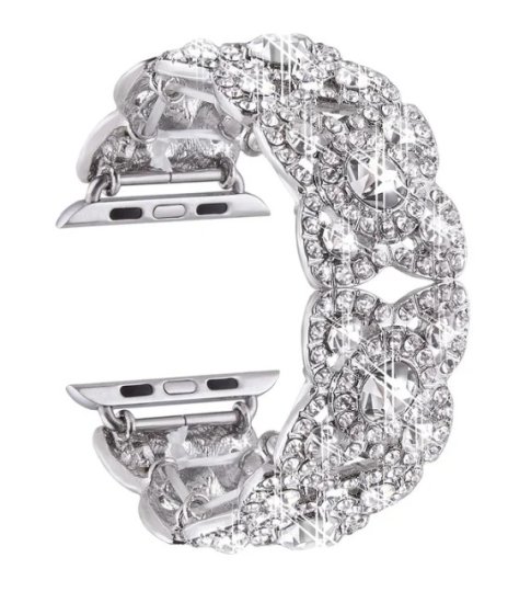 (image for) Silver Apple CZ Stretch Band 42mm 44mm 45mm 49mm - Click Image to Close