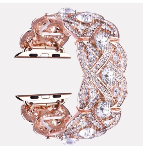 (image for) Rose Gold Apple CZ Stretch Band 42mm 44mm 45mm 49mm - Click Image to Close