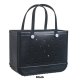 (image for) Black XL Beach Bag EVA, Washable Anti Tip Durable Tote Fits Shoe Charms 19"x9"x14" Extra Large