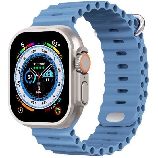 (image for) Blue Apple Ocean Silicone Bands 42mm 44mm 45mm 49mm - Click Image to Close