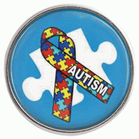 (image for) Snap Glass Jewelry Autism Awareness Ribbon Puzzlefist 18-20mm Charms