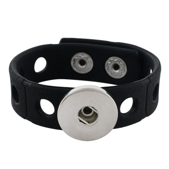 (image for) Children Shoe Charm & Snap Bracelet Black fits 18mm & Jibbitz - Click Image to Close