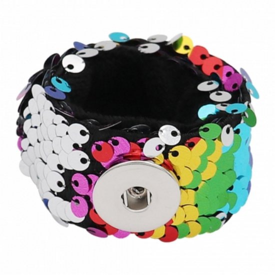 (image for) All Ages Snap Jewelry Multi-Color Sequin Changeable Bracelet - Click Image to Close