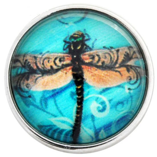 (image for) Snap Glass Jewelry - Dragonfly in Blue Sky - Click Image to Close