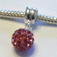 (image for) Charm 925 - Pave Ball Drop - Hot Pink