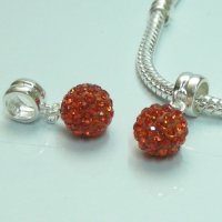 (image for) Charm 925 - Pave Ball Drop - Red