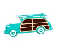 (image for) Surfboard Woody Wagon Car Bag Charm Compatible for Bogg, Simply Southern & Other Major Brands