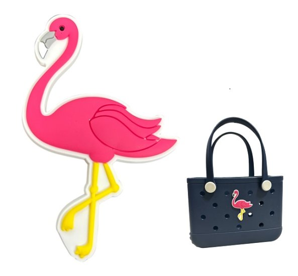 (image for) Pink Flamingo Bag Charm Compatible for Bogg, Simply Southern & Other Major Brands - Click Image to Close