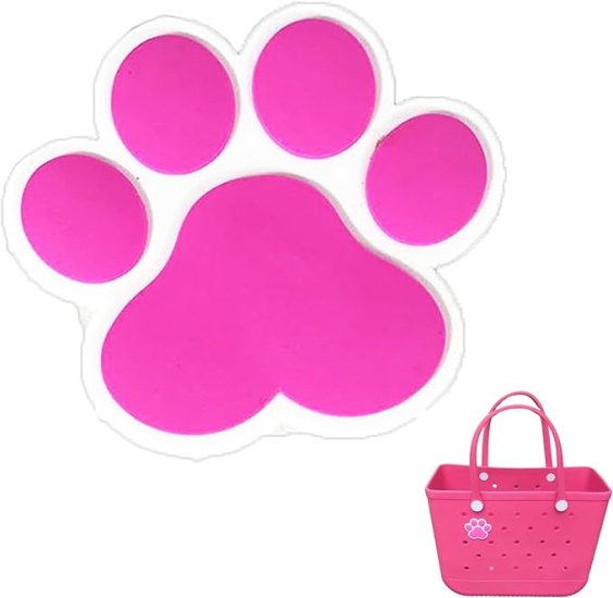 (image for) Pink Paw Print Dog Bag Charm Compatible for Bogg, Simply Southern & Other Major Brands - Click Image to Close