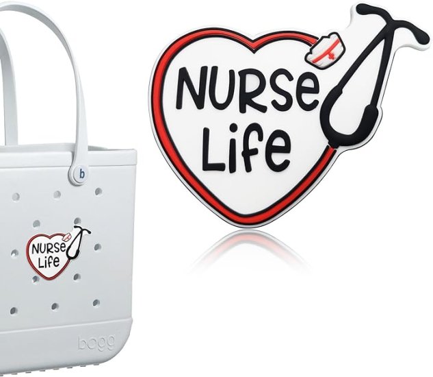 (image for) Nurse Life Heart Bag Charm Compatible for Bogg, Simply Southern & Other Major Brands - Click Image to Close