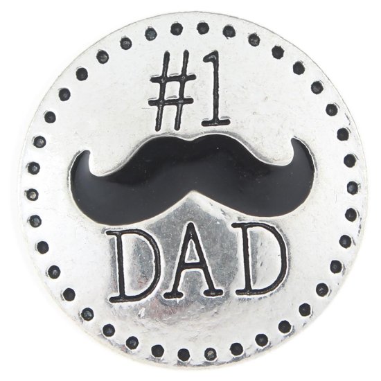 (image for) Snap Jewelry 18-20mm #1 Dad Enamel Mustache Father's Day - Click Image to Close