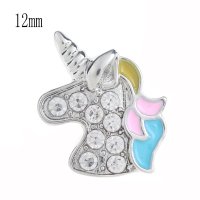 (image for) Mini Snap Jewelry Glass Unicorn Enamel Clear 12mm Petite Size