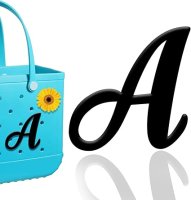 (image for) A - Letter Monogram Charm for Our Beach Bags Jumbo Charms Compatible for bogg, Simply Southern