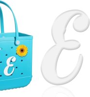 (image for) E - Letter Monogram Charm for Our Beach Bags Jumbo Charms Compatible for bogg, Simply Southern