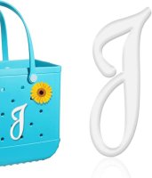 (image for) J - Letter Monogram Charm for Our Beach Bags Jumbo Charms Compatible for bogg, Simply Southern