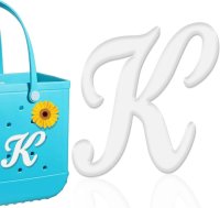 (image for) K - Letter Monogram Charm for Our Beach Bags Jumbo Charms Compatible for bogg, Simply Southern