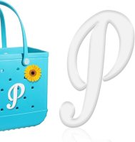 (image for) P - Letter Monogram Charm for Our Beach Bags Jumbo Charms Compatible for bogg, Simply Southern