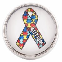 (image for) Snap Glass Jewelry - Autism Awareness Puzzle Ribbon