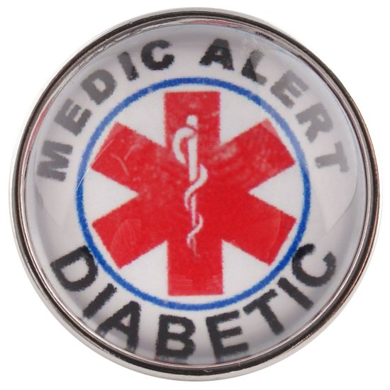 (image for) Snap Glass Jewelry - Medical Alert Diabetic - Click Image to Close