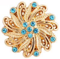 (image for) Snap Jewelry Rhinestone - Gold Flower Light Blue