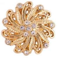 (image for) Snap Jewelry Rhinestone - Gold Flower Clear