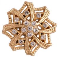 (image for) Snap Jewelry Rhinestone - Gold Flower Clear