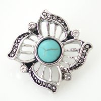 (image for) Snap Jewelry Rhinestone Flower - Turquoise