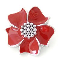 (image for) Snap Jewelry Enamel - Flower Red with Silver Dots