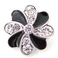 (image for) Snap Jewelry Enamel - Flower Black & Rhinestone