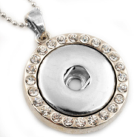 (image for) Snap Jewelry Pendant & Stainless Ball Chain- Rhinestone Halo 32"