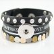 (image for) Snap Jewelry Bracelet Triple PU Black - Happiness, Love, Hope