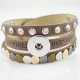 (image for) Snap Jewelry Bracelet Triple PU Tan - Happiness, Love, Hope