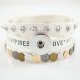 (image for) Snap Jewelry Bracelet Triple PU White - Happiness, Love, Hope