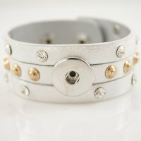 (image for) Snap Jewelry Bracelet Triple PU Silver - Silver and Gold Studs