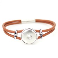 (image for) Snap Jewelry Magnetic Leather Bracelet - Brown