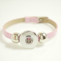 (image for) Snap Jewelry Leather Belt Bracelet - Light Pink XS to L