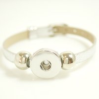 (image for) Snap Jewelry Leather Belt Bracelet - Silver XS to L