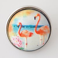 (image for) Snap Jewelry Glass - Flamingos