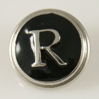 (image for) Snap Jewelry Alphabet Letter R - Black Enamel