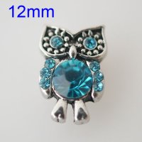 (image for) Mini Snap 12mm - Rhinestone Owl Blue