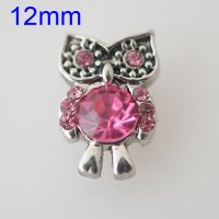 (image for) Mini Snap 12mm - Rhinestone Owl Pink