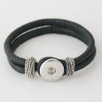 (image for) Snap Jewelry Bracelet PU Leather Hook & Loop - Black Large 23CM