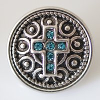 (image for) Snap Jewelry Rhinestone - Cross Teal Blue