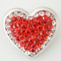 (image for) Snap Jewelry Crystal - Domed Heart Red & Clear Trim