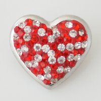 (image for) Snap Jewelry Crystal - Domed Heart Red & Clear