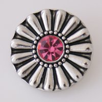 (image for) Snap Jewelry Rhinestone Daisy Flower - Pink