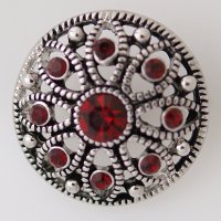 (image for) Snap Jewelry Rhinestone - Marcasite Flower & Red