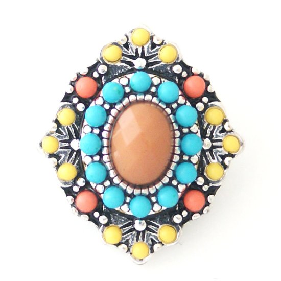 (image for) Snap Jewelry Stone - Coral, Yellow & Teal - Click Image to Close