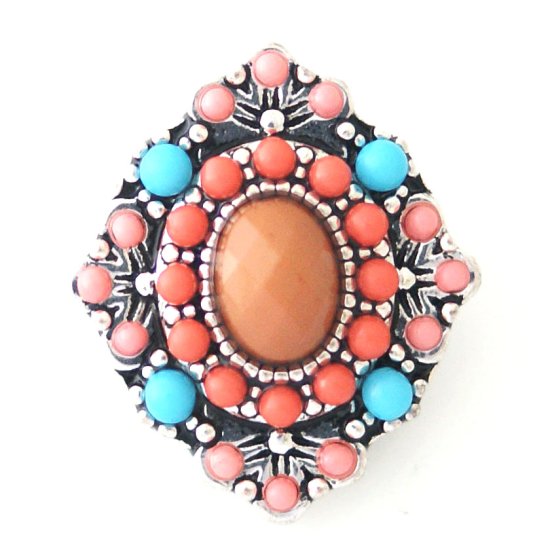 (image for) Snap Jewelry Stone - Coral & Teal - Click Image to Close